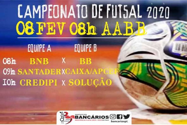 Campeonato de Futsal do SEEBF-PI começa neste sábado (08/02) na AABB