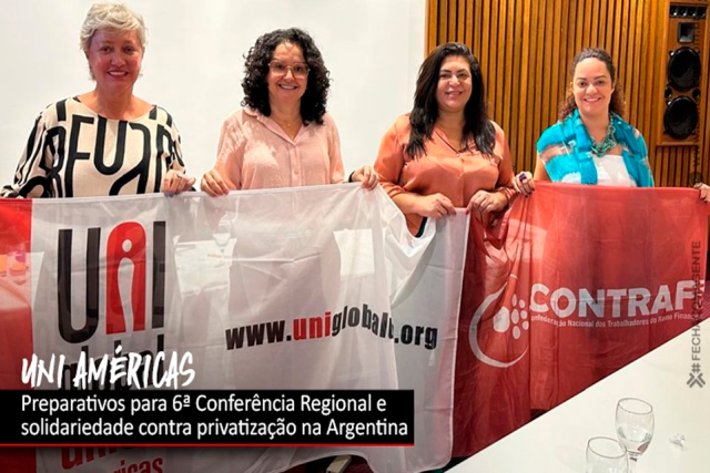 Participantes de UNI Américas apoiam argentinos contra privatização do Banco La Nación
